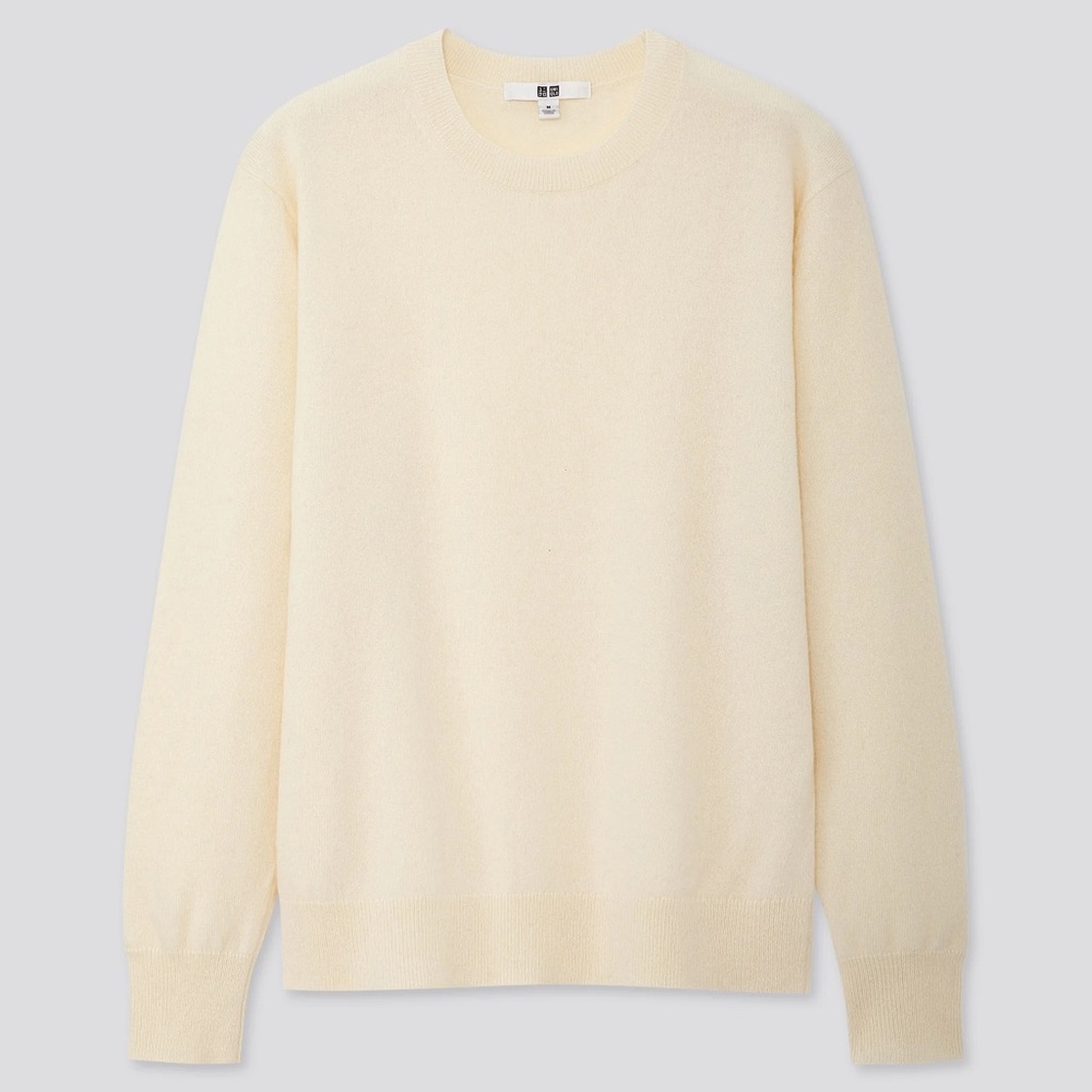 UNIQLO Women's Cream 100% Cashmere Crewneck Sweater